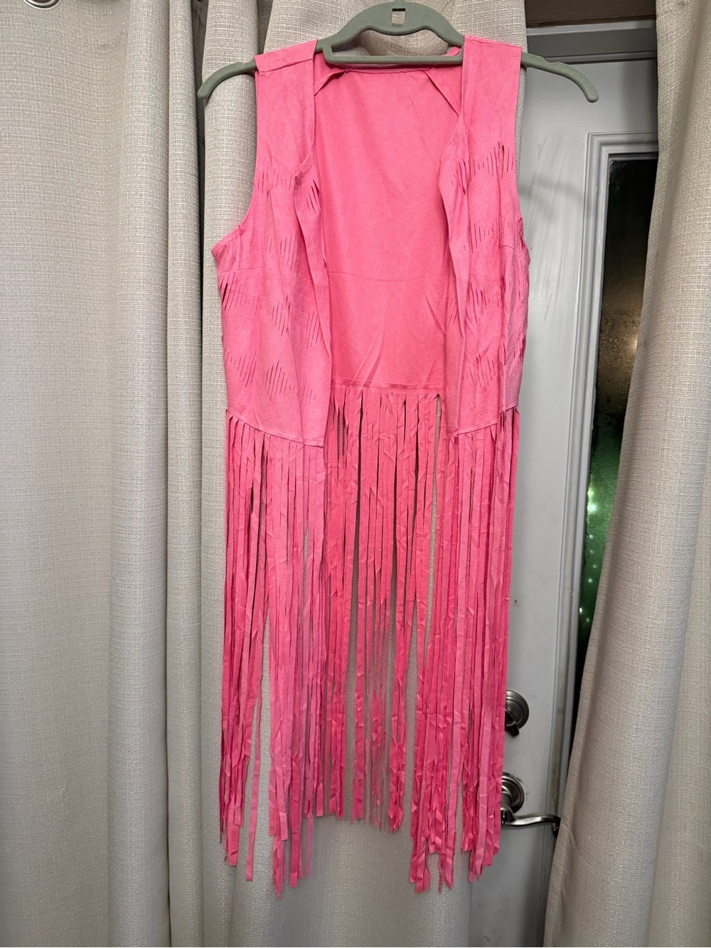 Ladies Pink Fringe Vest Dress - Sleeveless Boho Style XS Dress up /Halloween